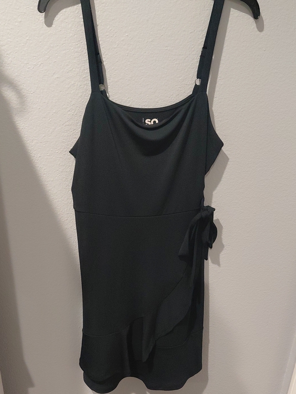 SO Black Sleeveless Mini Dress with Side Tie